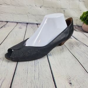 Vintage Fred West Leather Peep Toe Heels Size 10
